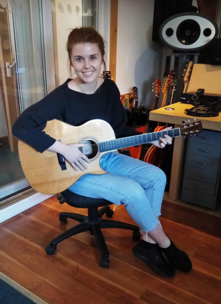 Erin Caldwell in the recording studio